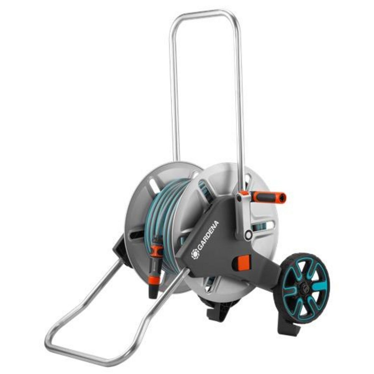 Gardena Dévidoir sur roues AquaRoll M Metal équipé