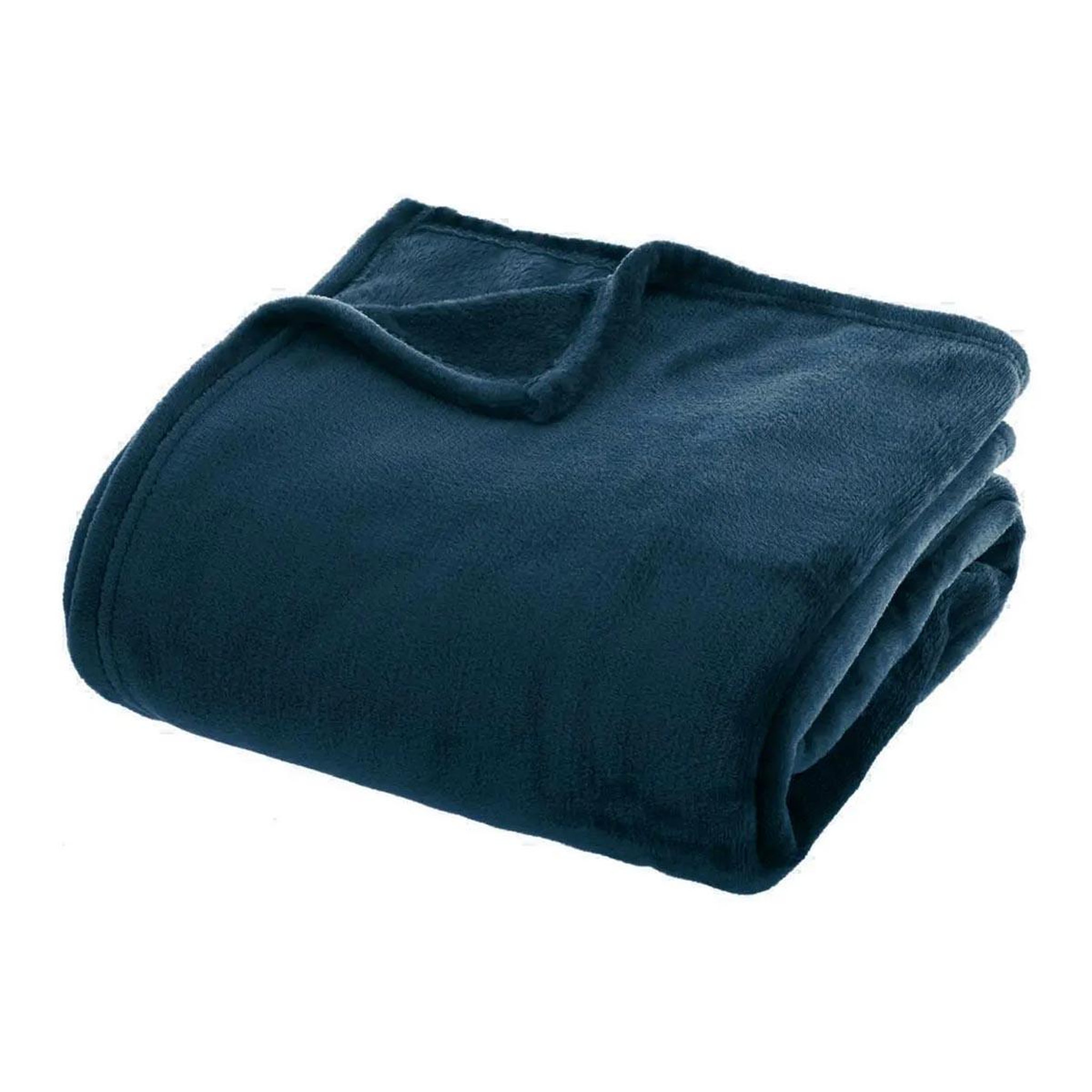 ATMOSPHERA Plaid doux uni  flanel  180x230cm bleu égéen