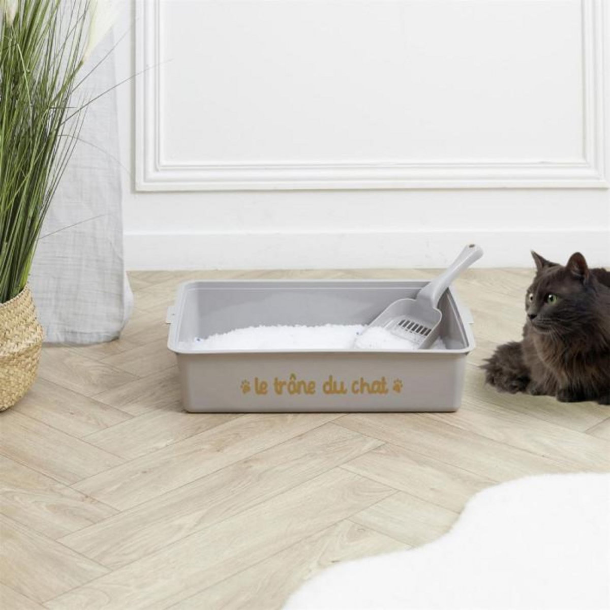 Paris Prix Bac à Litière & Pelle  Chat  42cm Gris