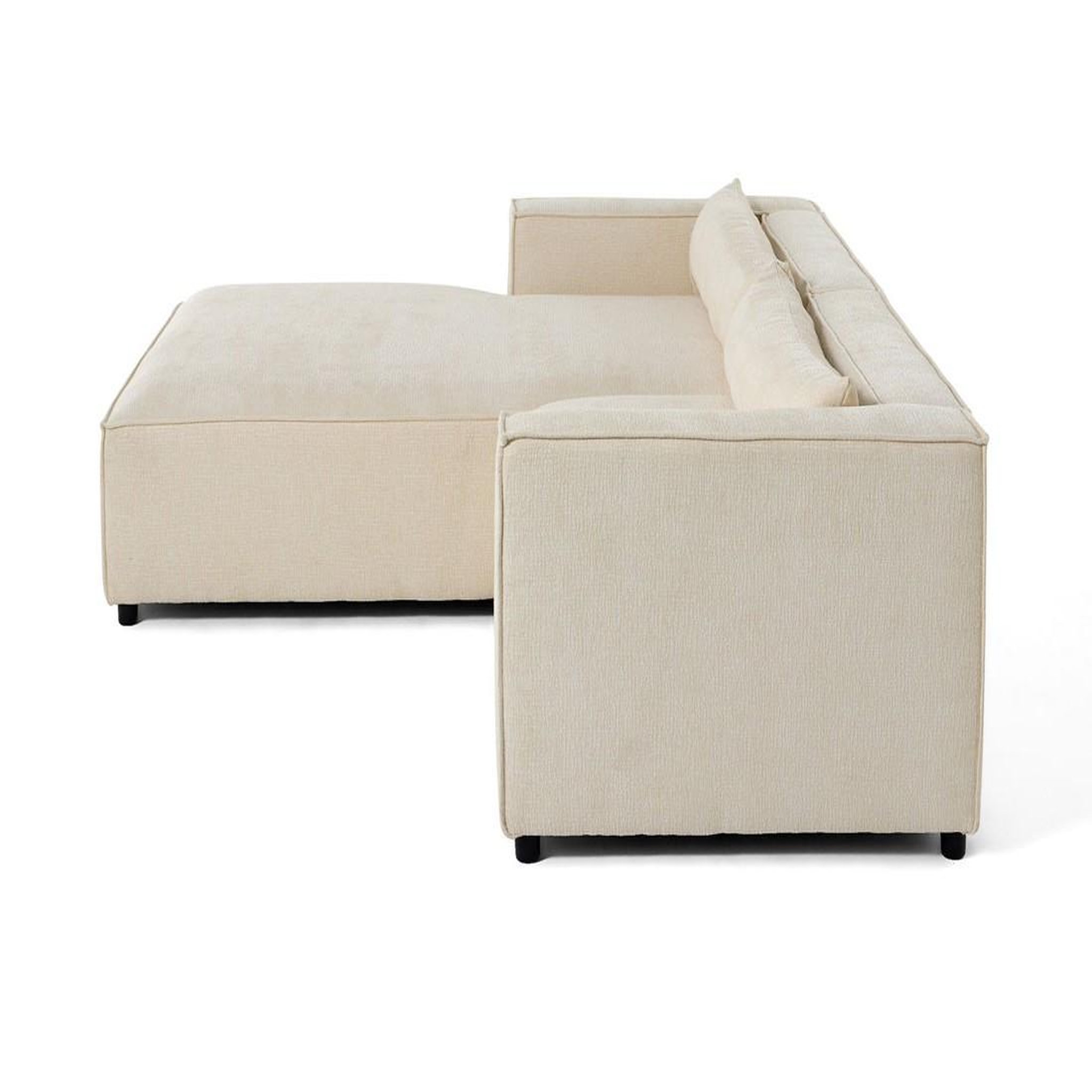 Voir la diapositive 6 : LISA DESIGN Ela - canapé d'angle gauche 4 places - en tissu velours relief