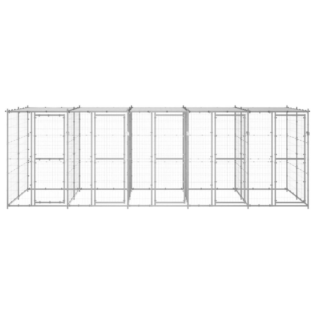 VIDAXL Chenil exterieur Acier galvanise avec toit 12,1 m²