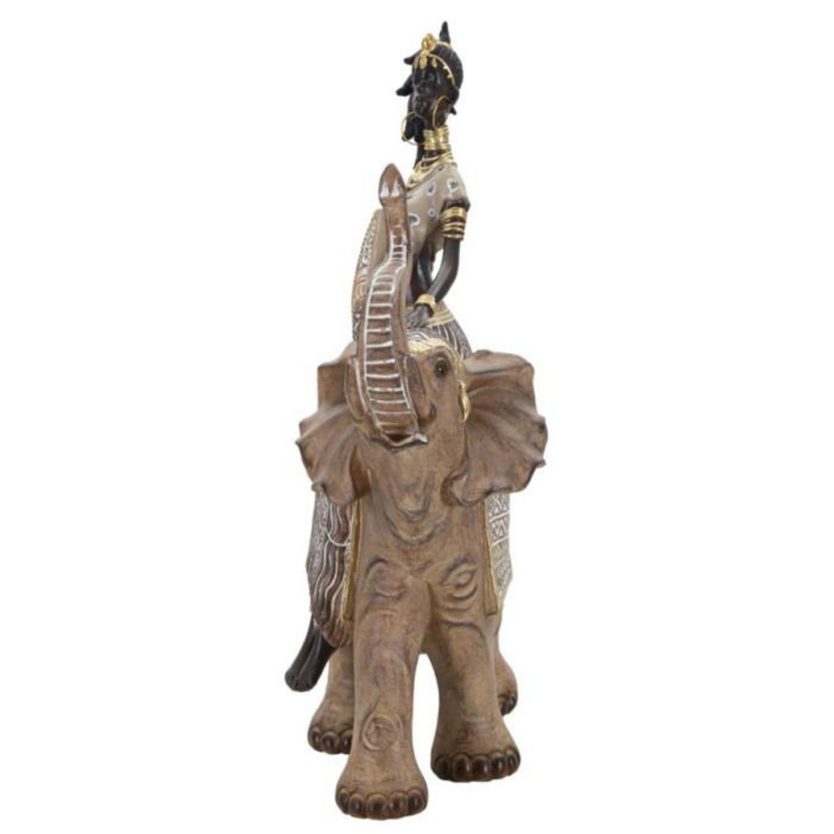 Paris Prix Statuette Déco Femme sur Éléphant  Tribal Masai  32cm Multicolore