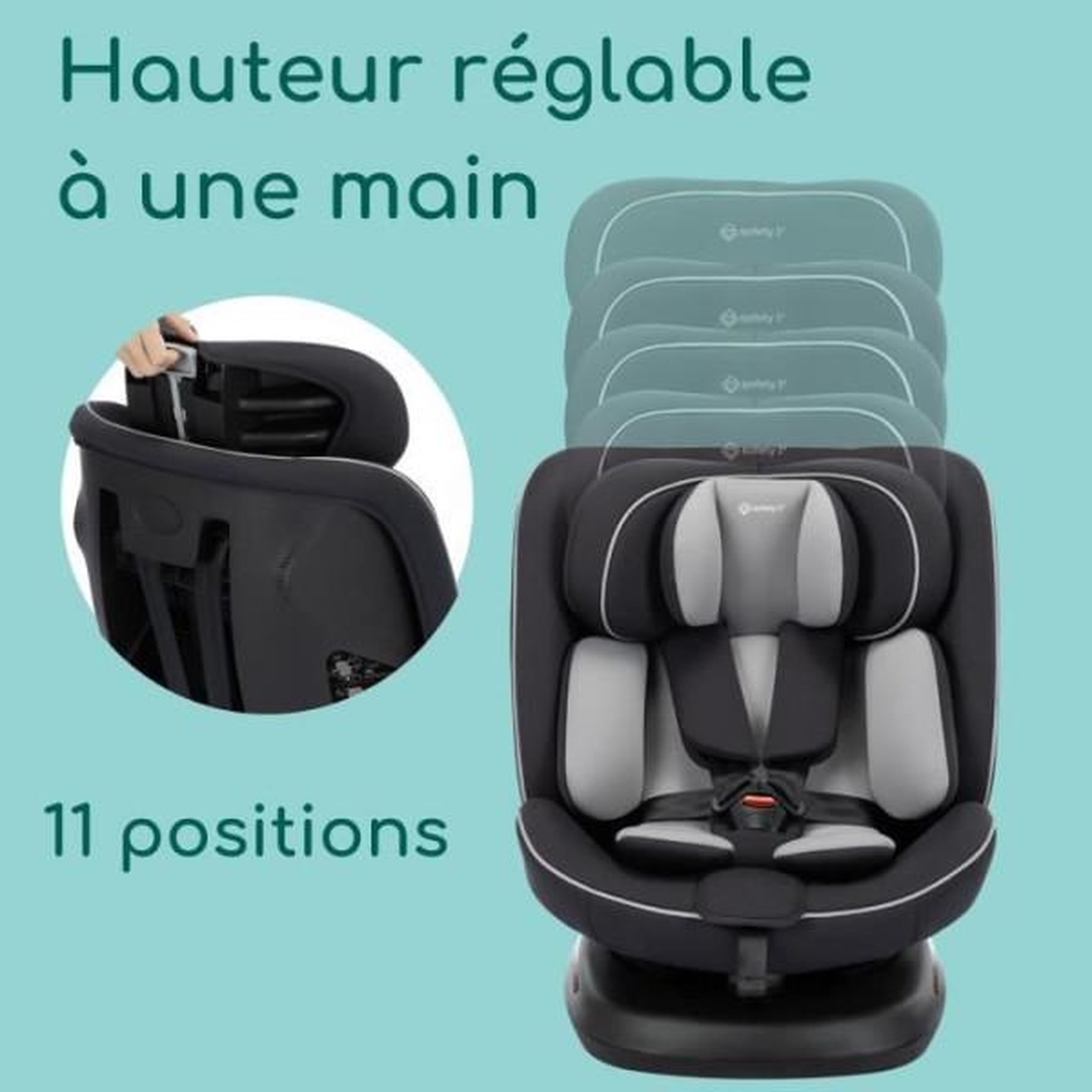 Voir la diapositive 4 : SAFETY 1ST Siege Auto SAFETY 1ST  Cosmo I-Safe I-Size, De 0 a 12 ans, 40 - 150 cm, Installation facile de la ceinture, Rotation a 360°, Bla