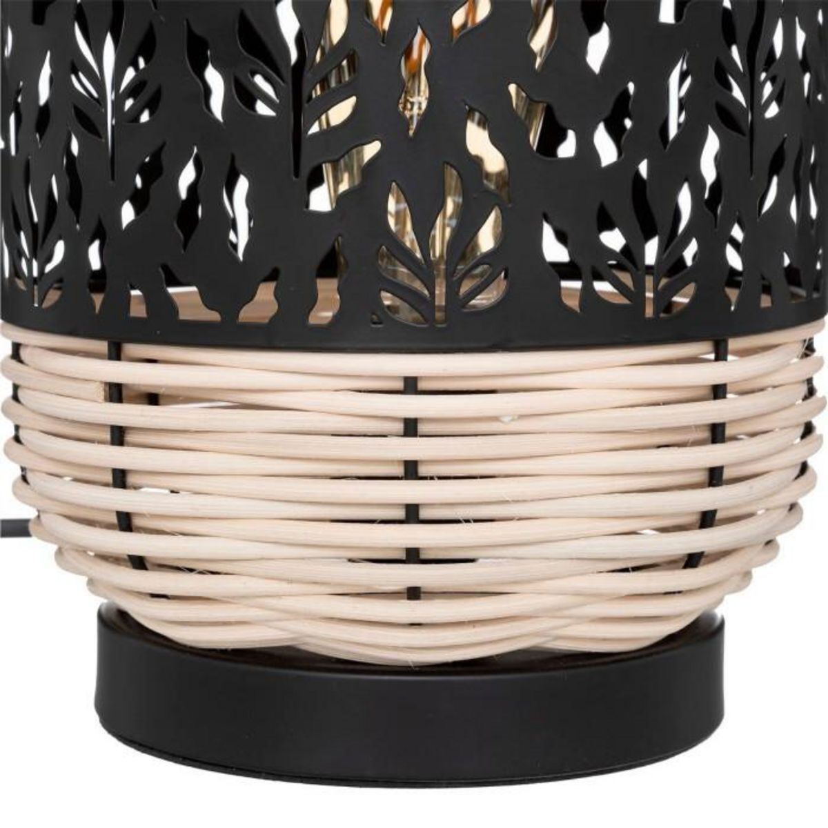ATMOSPHERA Lampe à Poser Cylindrique  Cosy  30cm Noir & Beige