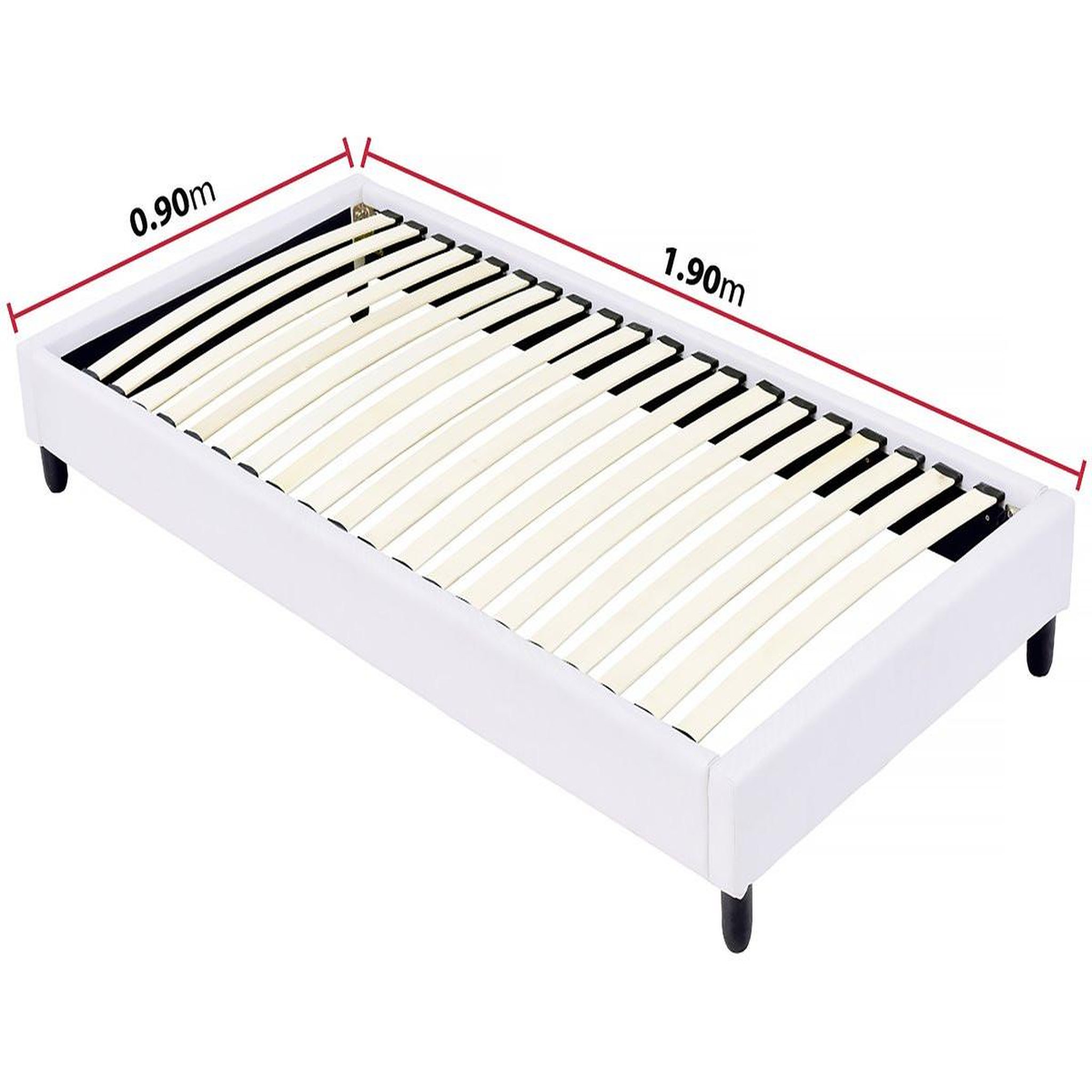 Voir la diapositive 2 : Habitat et Jardin Sommier tapissier à lattes - 90 x 190 cm - 20 lattes - Blanc