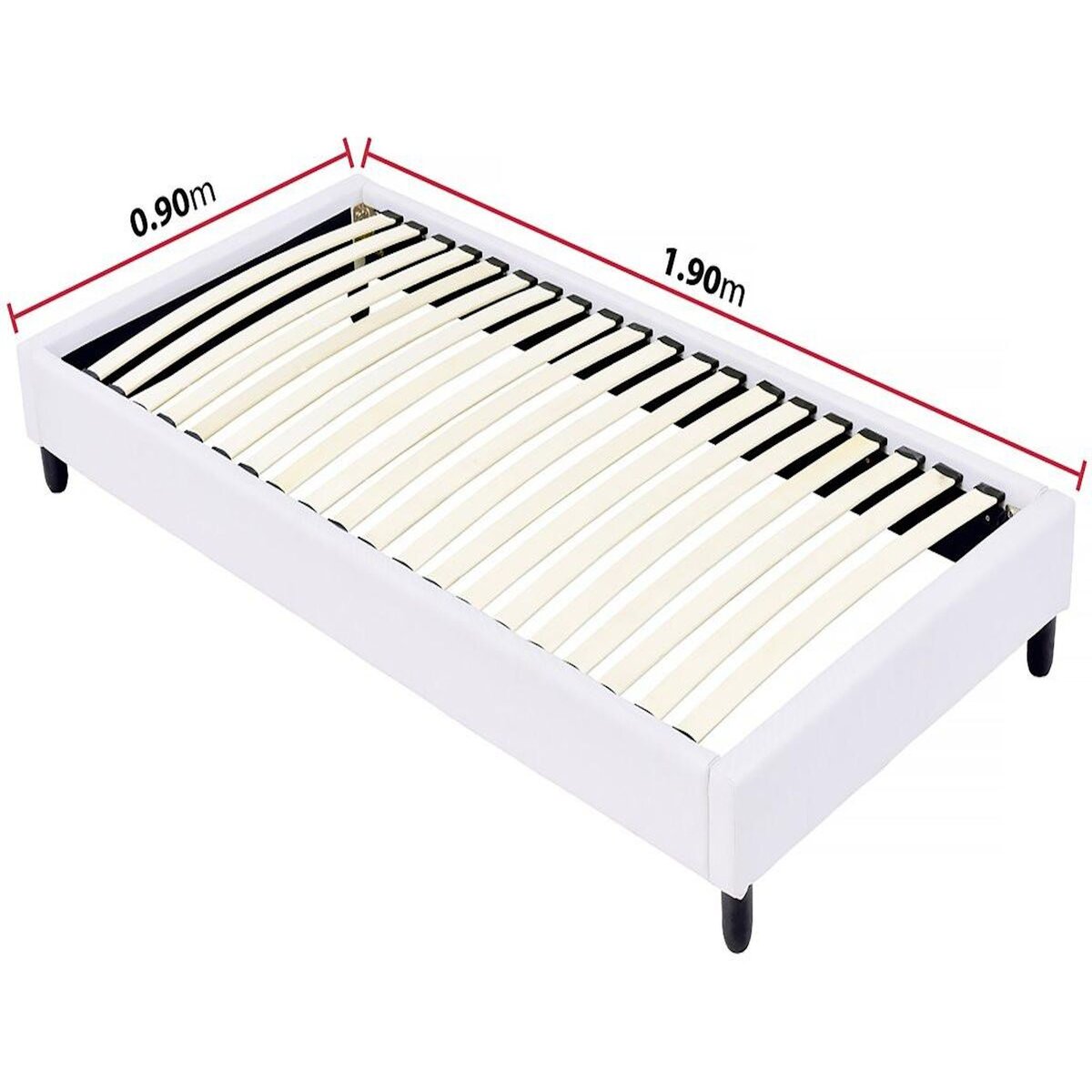 Habitat et Jardin Sommier tapissier à lattes - 90 x 190 cm - 20 lattes - Blanc