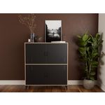 BEST MOBILIER Tribeca - buffet haut - effet bois et métal noir - 100x112 cm. Coloris disponibles : Marron