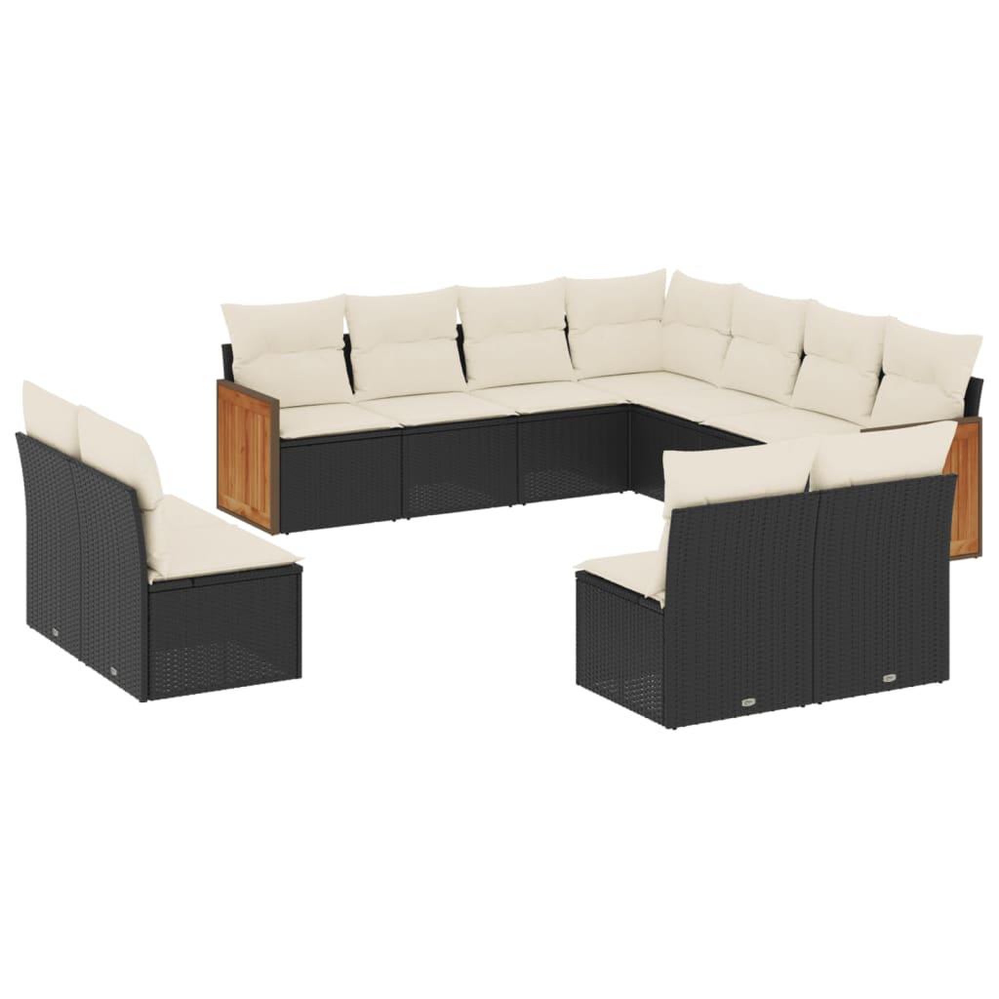Voir la diapositive 2 : VIDAXL Salon de jardin 11 pcs avec coussins noir resine tressee
