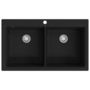 Voir la diapositive 2 : VIDAXL Evier de cuisine encastrable a 2 bacs en granite noir