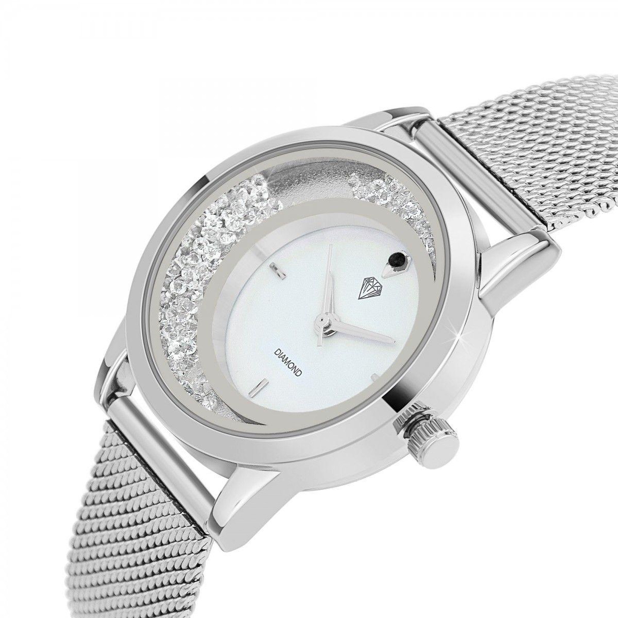 Voir la diapositive 3 : SC CRYSTAL Montre Lynn élégante ornée d'un diamant noir et de cristaux scintillants par SC Crystal