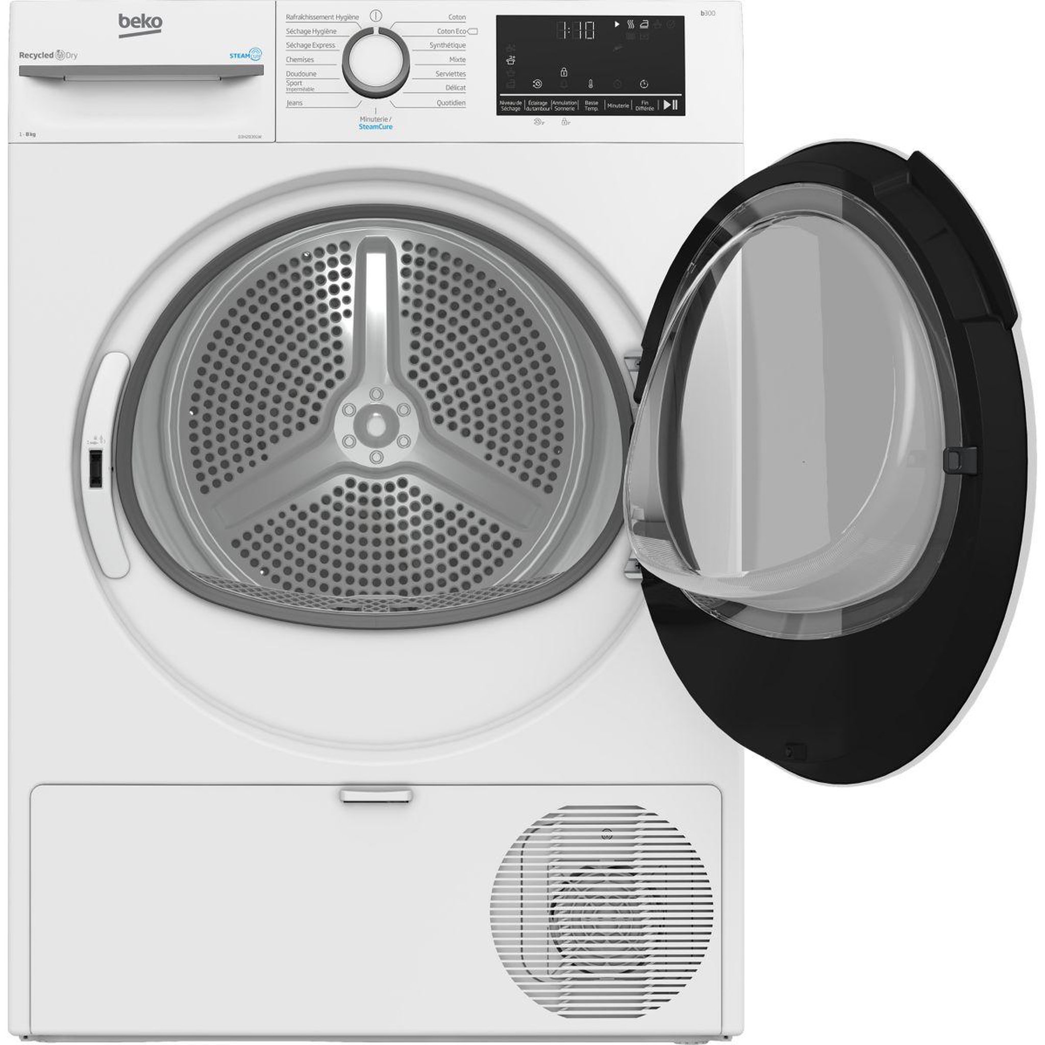 Voir la diapositive 2 : Beko Sèche linge pompe à chaleur D3H28391W - 8kg - Soin quotidien & Anti-froissage vapeur