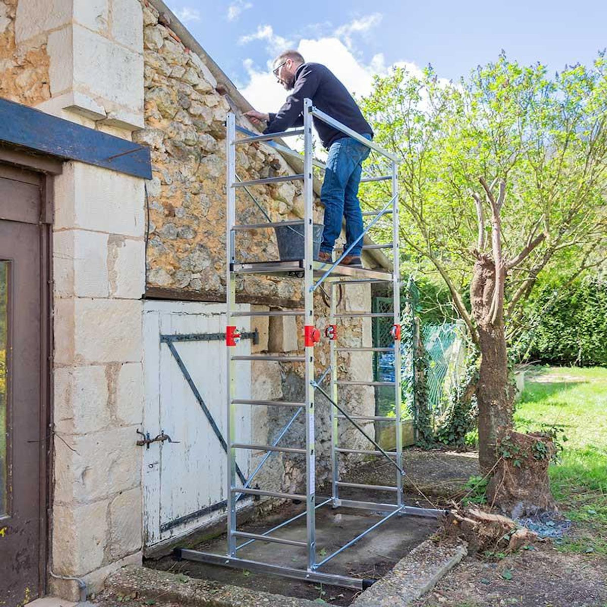 HAILO Echafaudage pliable 4 en 1 multifonction 1,8m/3,8m en aluminium Hailo Combi First