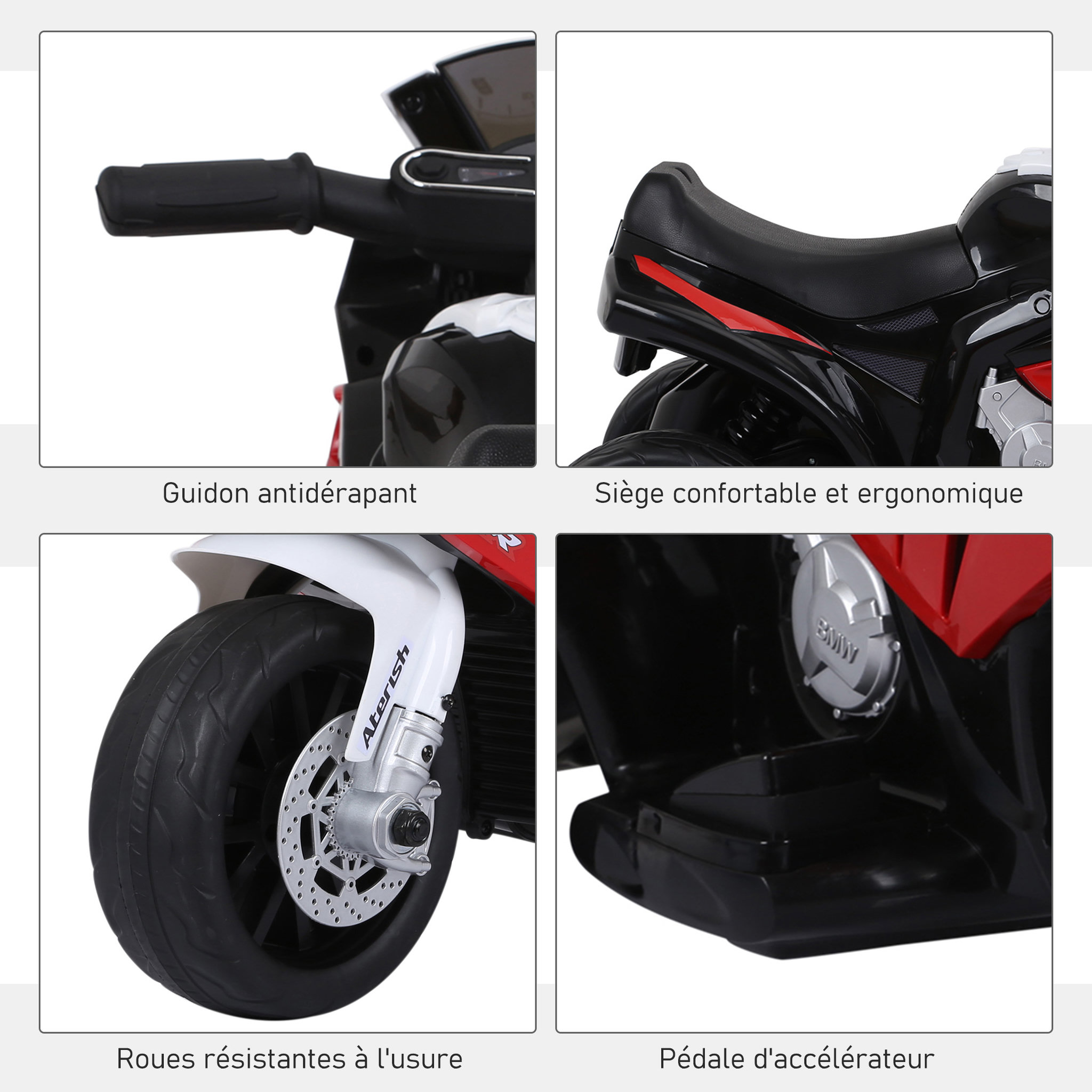 Voir la diapositive 6 : BMW Moto électrique pour enfants 3 roues 6 V 2,5 Km/h effets lumineux et sonores rouge BMW S1000 RR