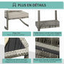 Voir la diapositive 6 : OUTSUNNY Ensemble de jardin 3 pièces 2 fauteuils à bascule table basse coussins inclus métal époxy résine tressée PE polyester gris