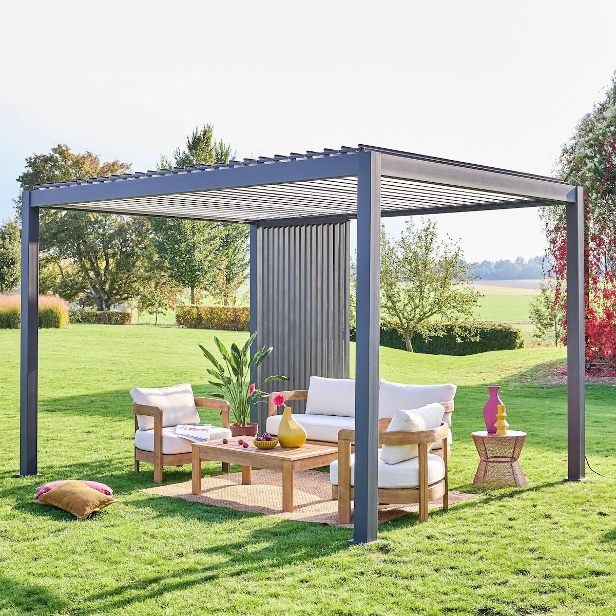 SWEEEK Triomphe persienne verticale pour pergola 3m. aluminium. panneau brise vue. anthracite