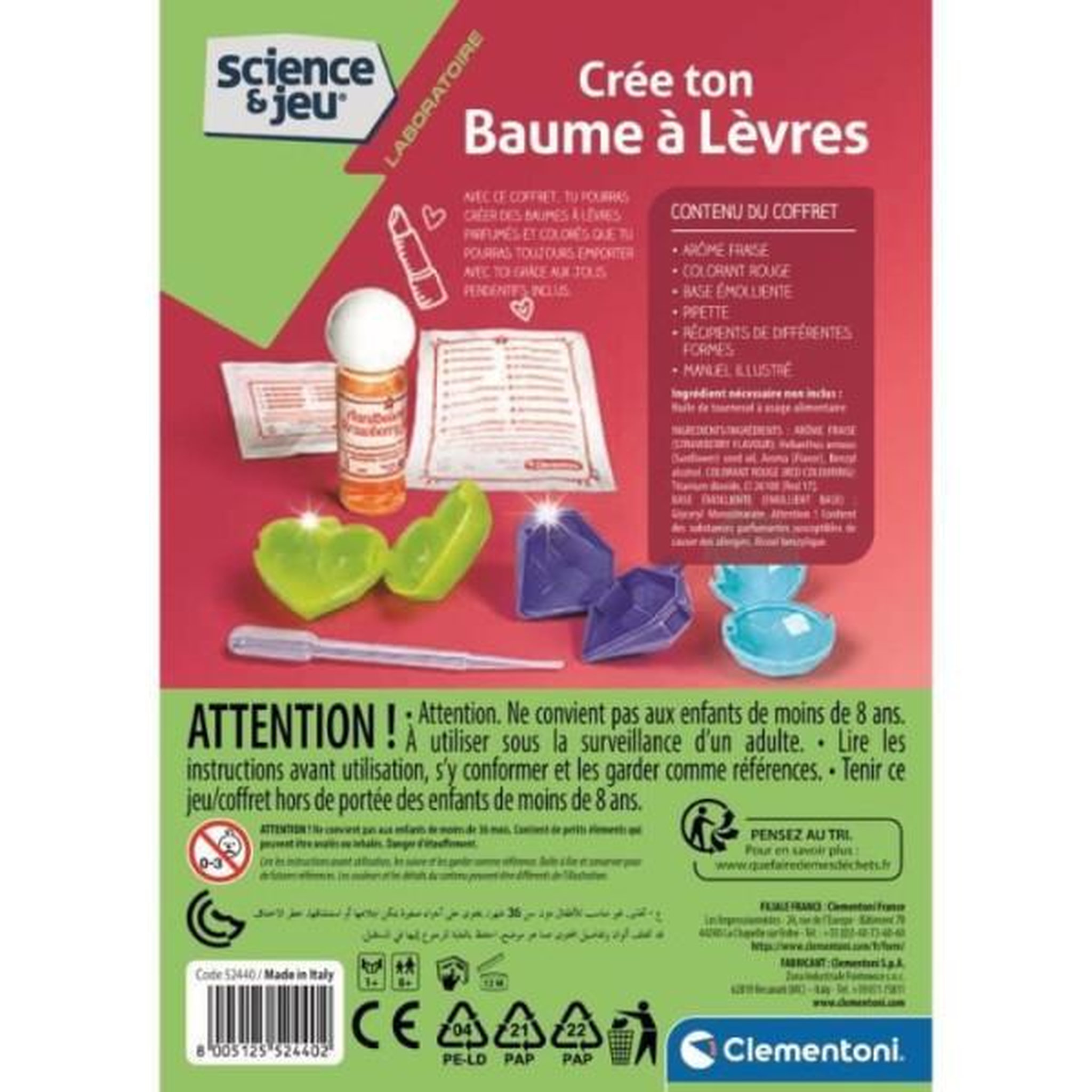 Voir la diapositive 4 : CLEMENTONI CLEMENTONI Science + Jeu - Baumes a levres - Jeu scientifique