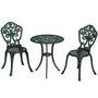 Voir la diapositive 1 : OUTSUNNY Ensemble bistrot de jardin 2 personnes 3 pièces aluminium aspect fer forgé noir vieilli vert