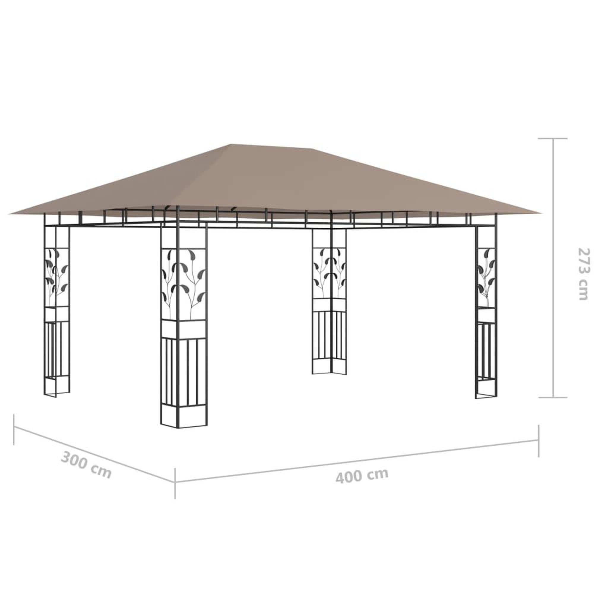 Voir la diapositive 6 : VIDAXL Tonnelle avec moustiquaire et lumieres LED 4x3x2,73 m Taupe