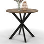 Voir la diapositive 1 : ID MARKET Table à manger ronde ALIX 4 personnes pied araignée noir et plateau bois foncé HAWKINS 80 cm