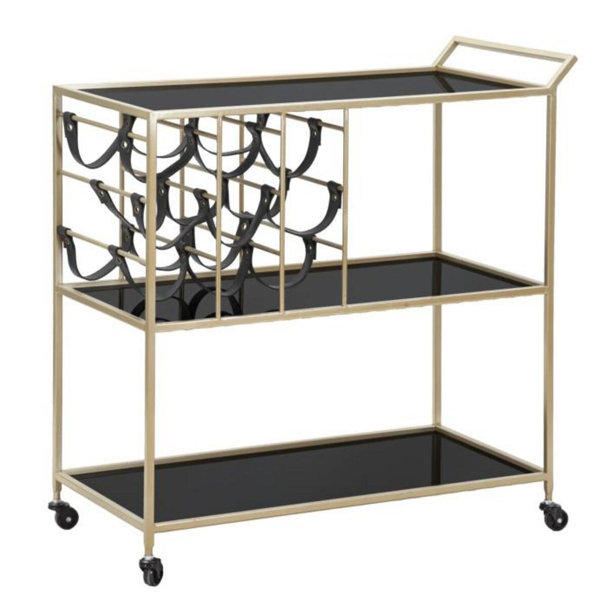 Paris Prix Desserte 3 Niveaux avec Porte-Bouteilles  Eli  82cm Noir & Or