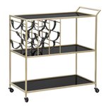 Paris Prix Desserte 3 Niveaux avec Porte-Bouteilles  Eli  82cm Noir & Or