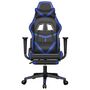 Voir la diapositive 3 : VIDAXL Chaise de jeu avec repose-pied Noir et bleu Similicuir
