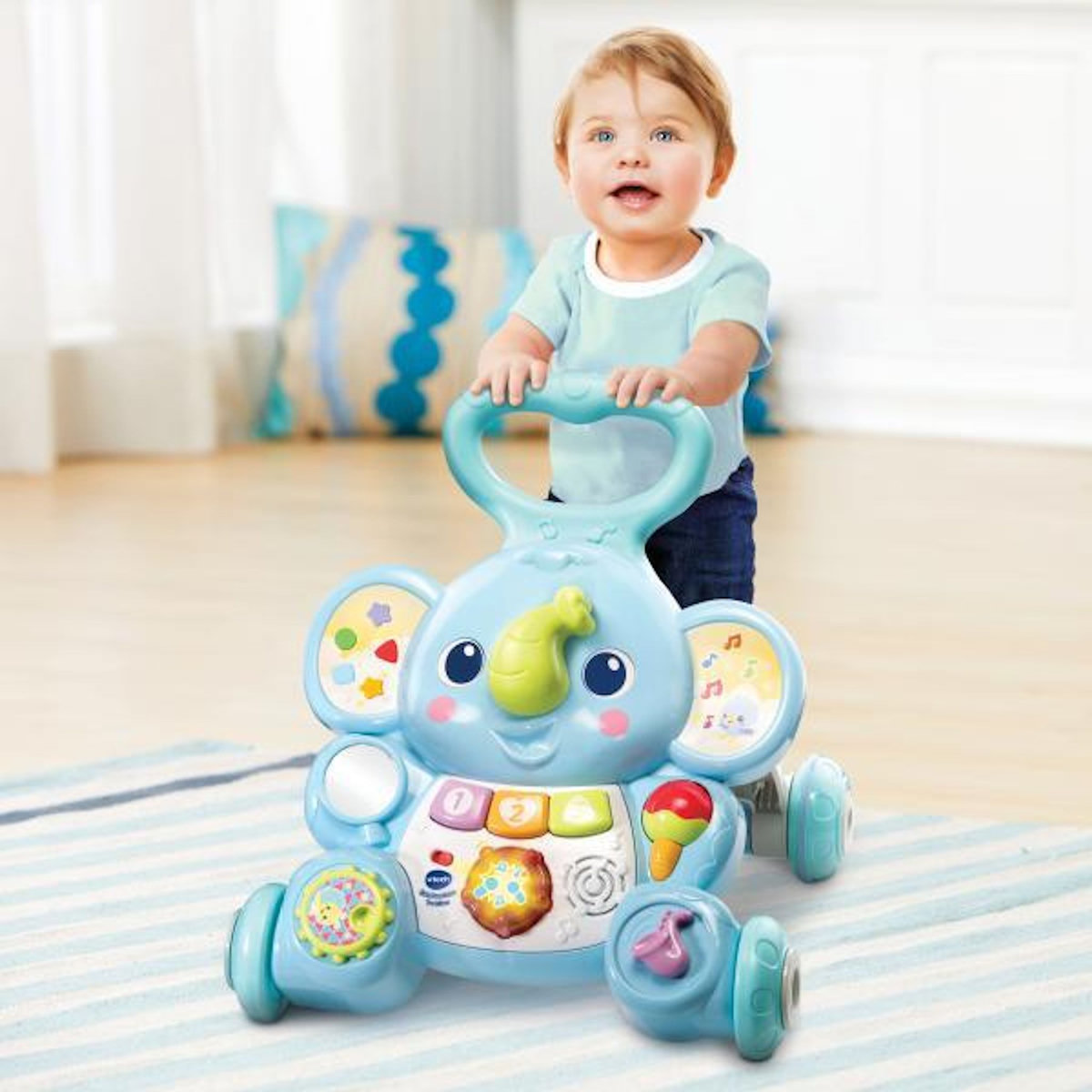 VTECH BABY Porteur Trotteur  -  VTECH BABY - Éléphanteau Trottino - Avec Frein - Bleu