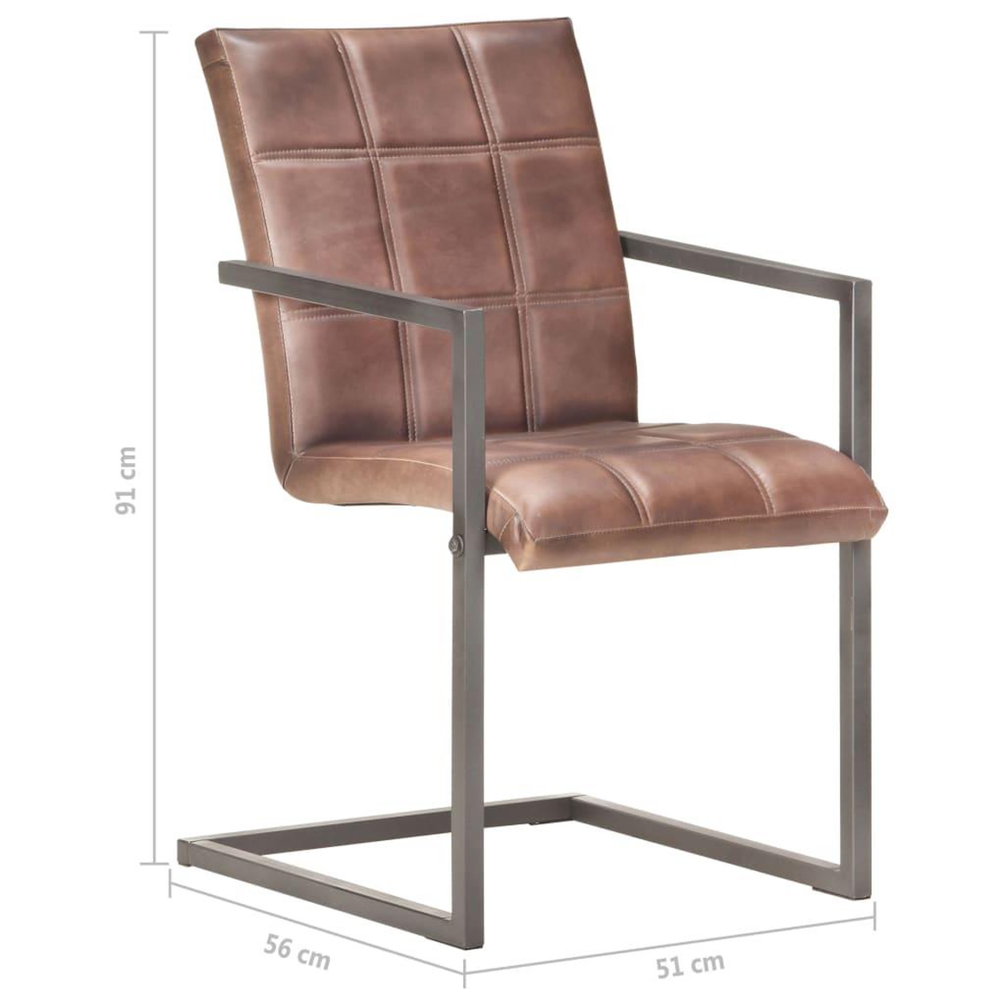 Voir la diapositive 6 : VIDAXL Chaises a manger cantilever lot de 2 marron cuir veritable