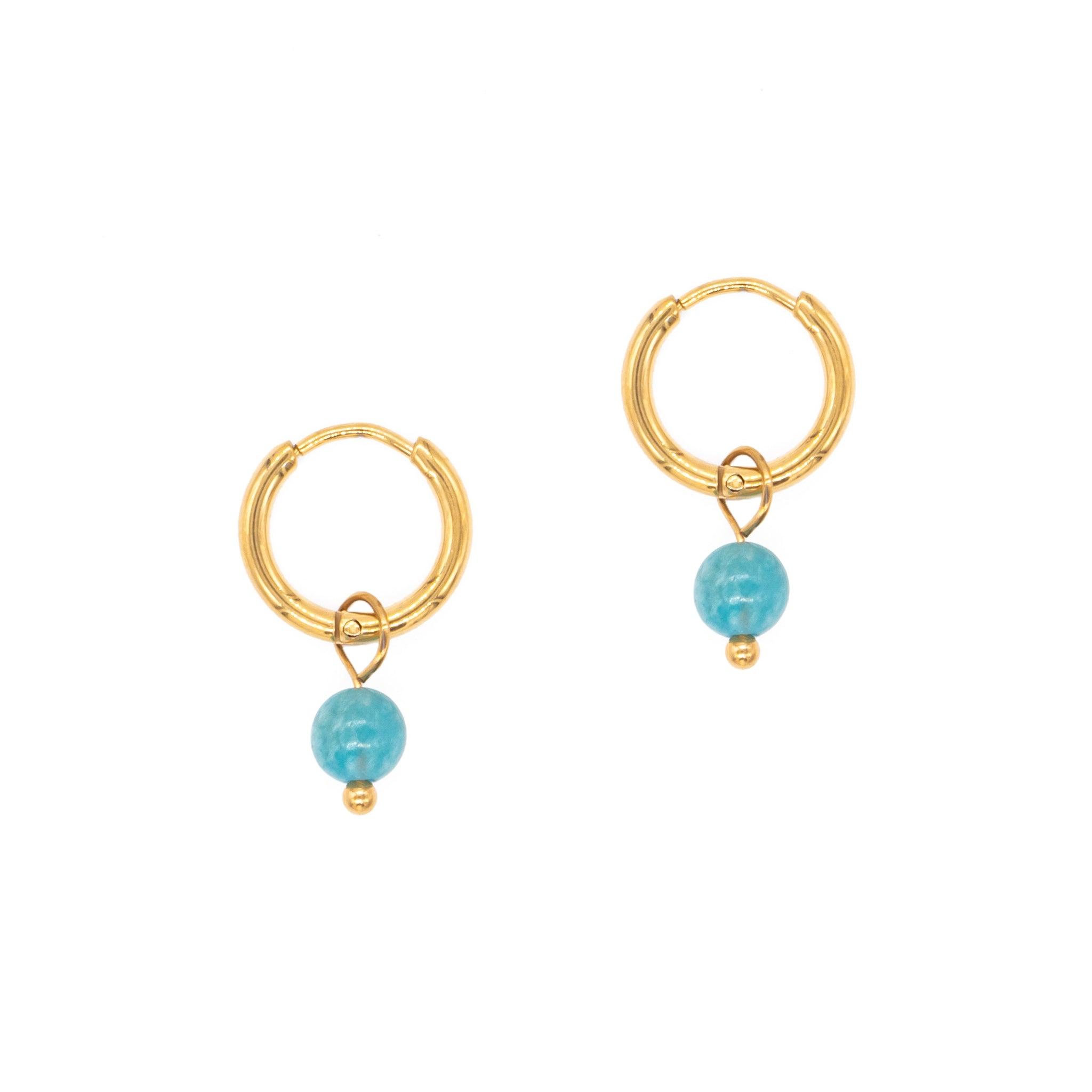 Voir la diapositive 1 : SLOYA Boucles d'oreilles créoles Serena en pierres Apatite