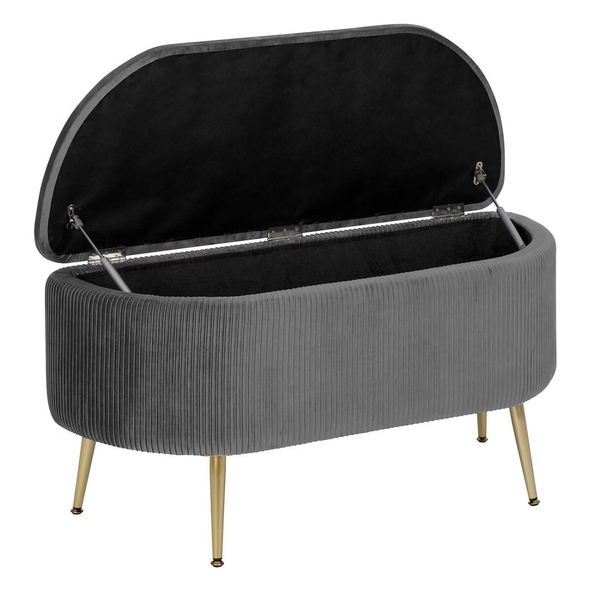 Voir la diapositive 2 : ATMOSPHERA Banc coffre en velours  solaro  100cm gris