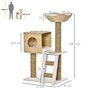 Voir la diapositive 3 : PAWHUT Arbre à chat style cosy chic griffoirs quenouille échelle niche panier 2 coussins inclus peluche courte polyester haute densité crème beige
