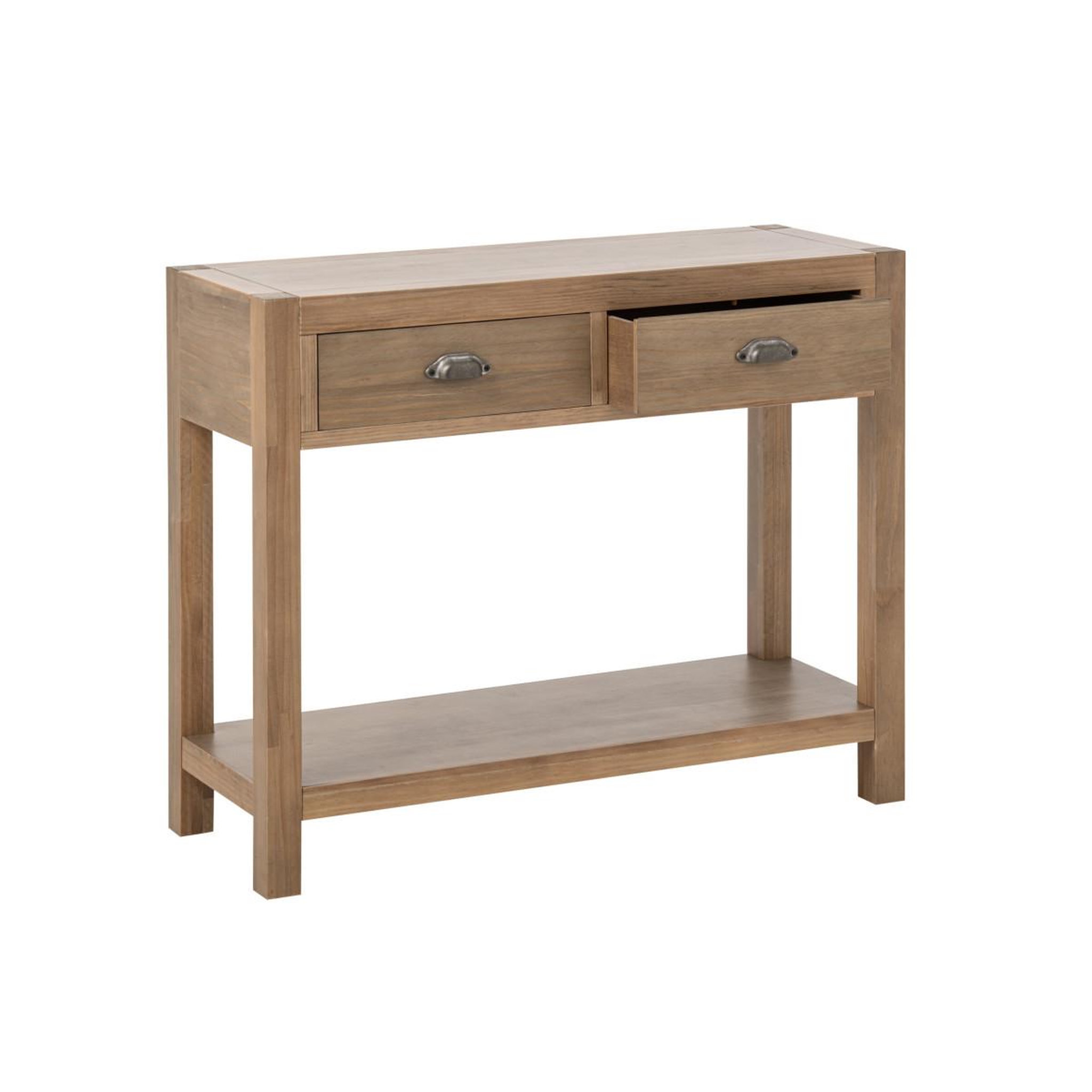 Voir la diapositive 5 : J-LINE Console 2 tiroirs en bois  blois  100cm naturel