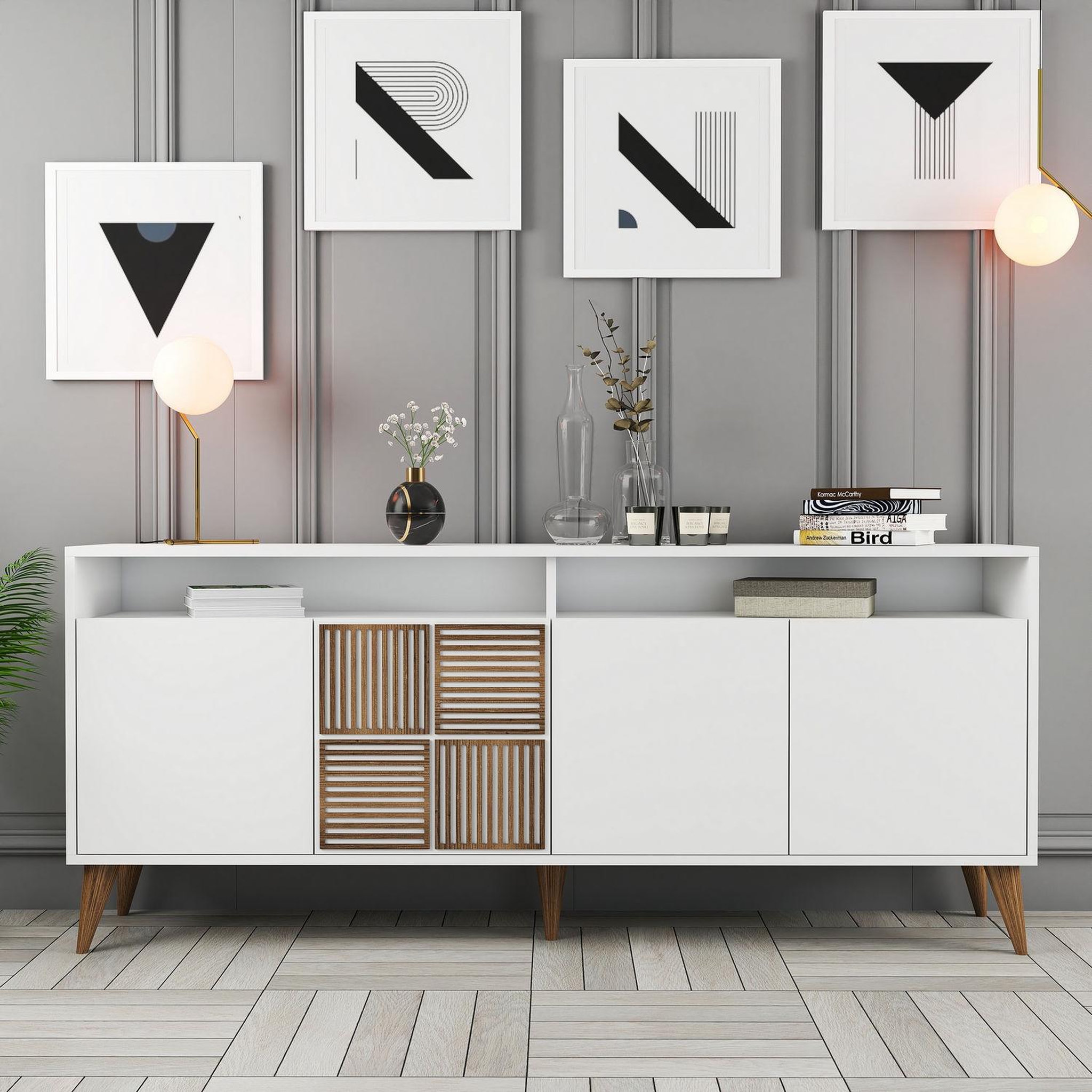 Voir la diapositive 2 : Habitat et Jardin Buffet en bois  Milan  - 180 x 35 x 78 cm - Blanc