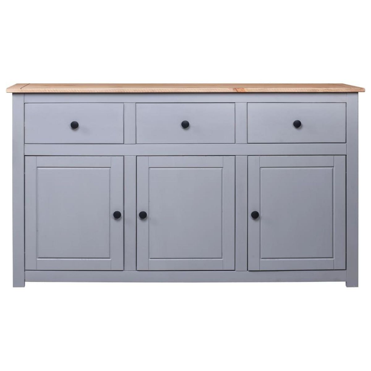 VIDAXL Buffet Gris 135x40x80 cm Pin solide Assortiment Panama