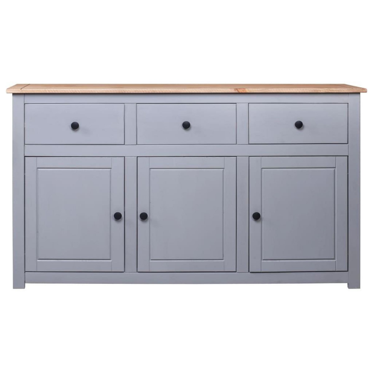 VIDAXL Buffet Gris 135x40x80 cm Pin solide Assortiment Panama