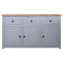 Voir la diapositive 2 : VIDAXL Buffet Gris 135x40x80 cm Pin solide Assortiment Panama