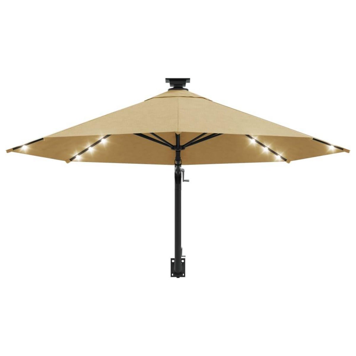 VIDAXL Parasol mural de jardin avec LED 300 cm taupe