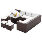 CONCEPT USINE Salon de jardin encastrable 10 places en résine tressée marron SAMOA