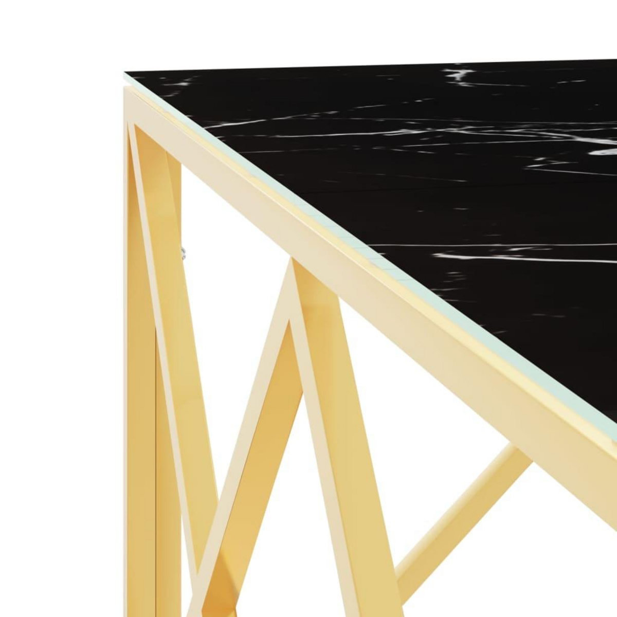 VIDAXL Table basse dore 80x80x40 cm acier inoxydable et verre