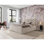 BEST MOBILIER Santiago - lit coffre - 140x200 - sommier inclus - en velours. Coloris disponibles : Gris, Bleu, Vert, Beige