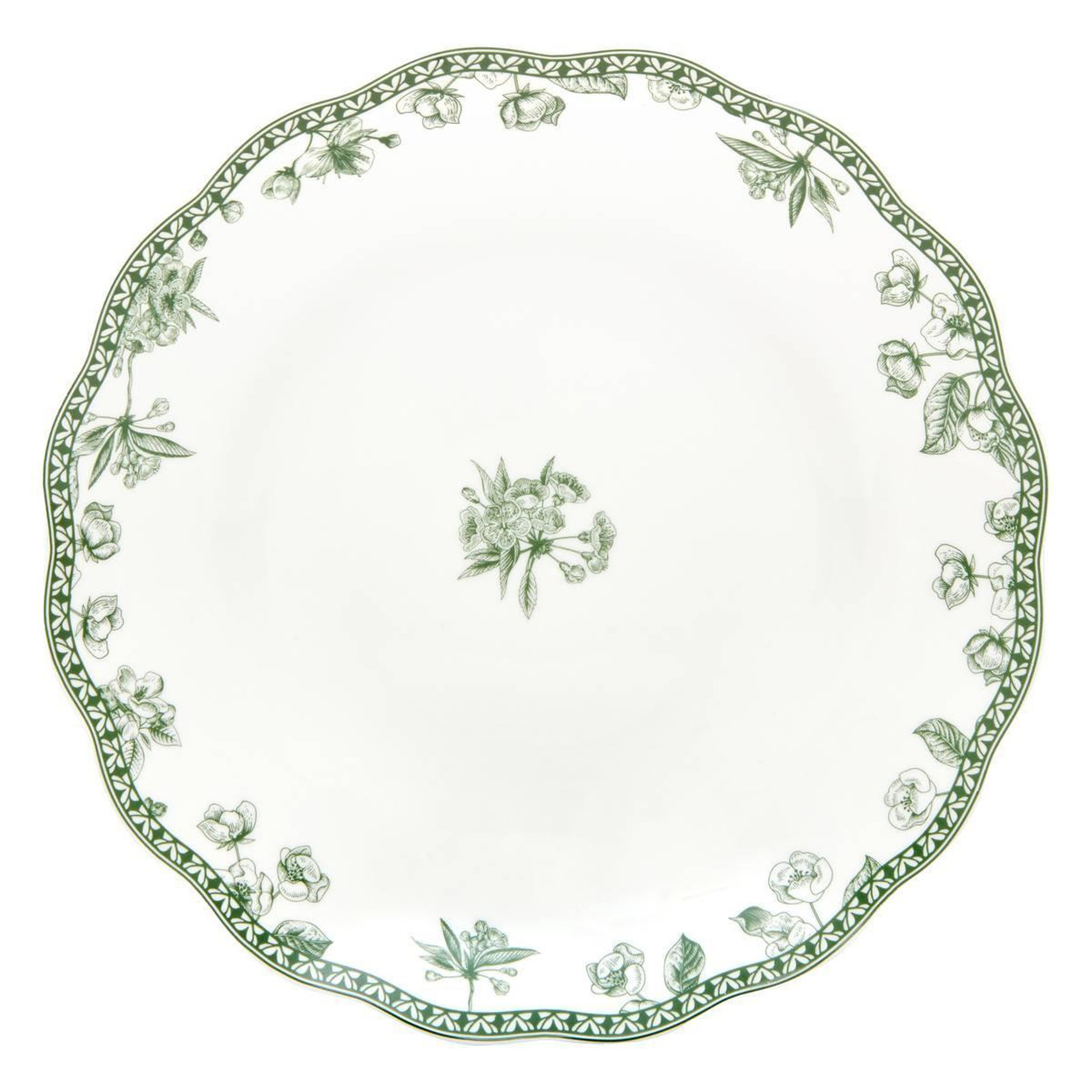 Voir la diapositive 2 : SECRET DE GOURMET Lot de 6 assiettes creuses  lisière  22cm vert