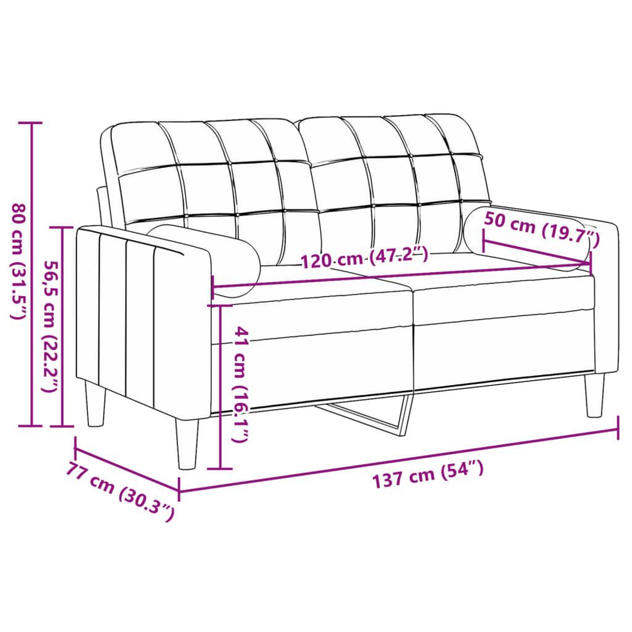 Voir la diapositive 6 : VIDAXL Canape 2 places avec oreillers gris clair 120 cm velours