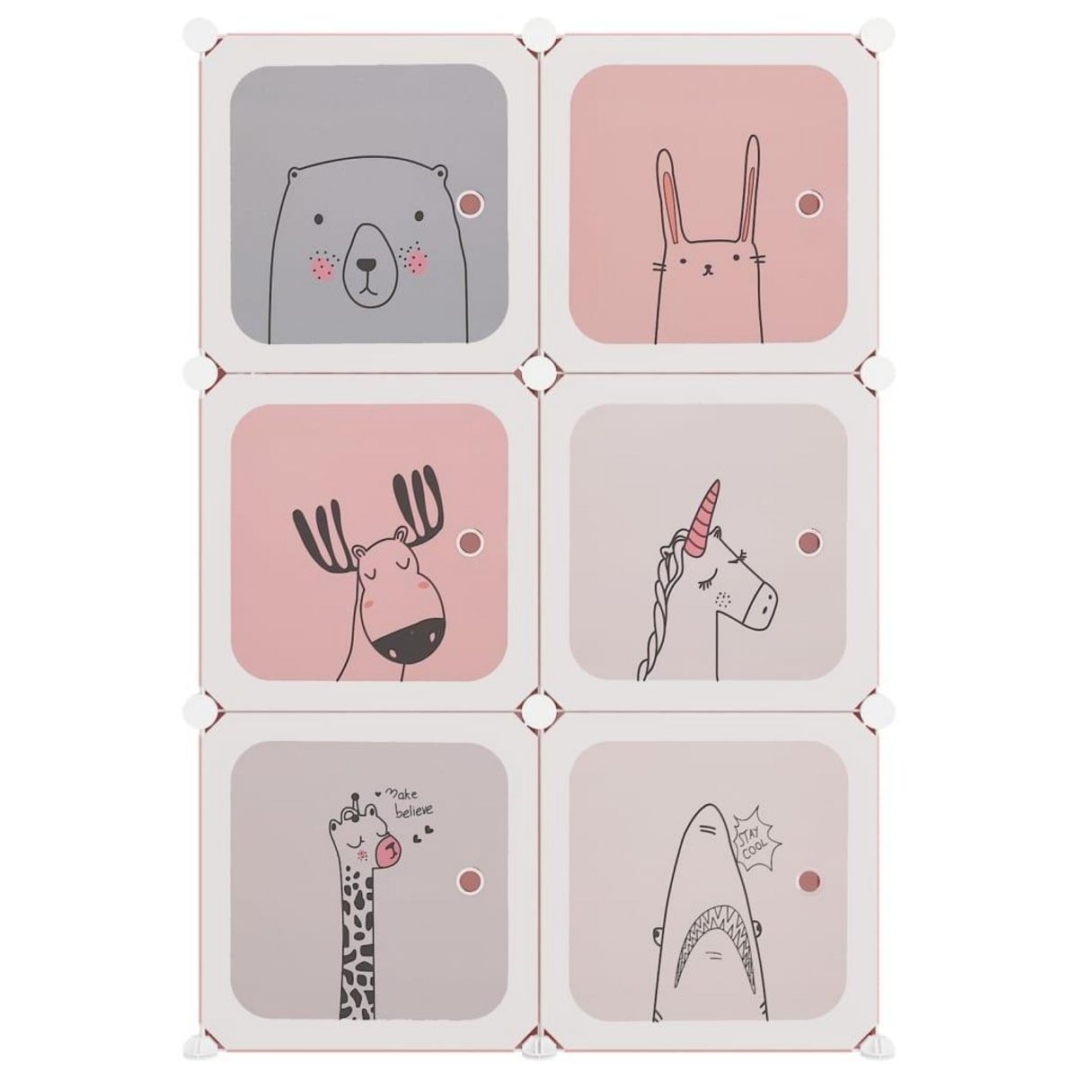 VIDAXL Armoire de rangement pour enfants avec 6 cubes Rose PP
