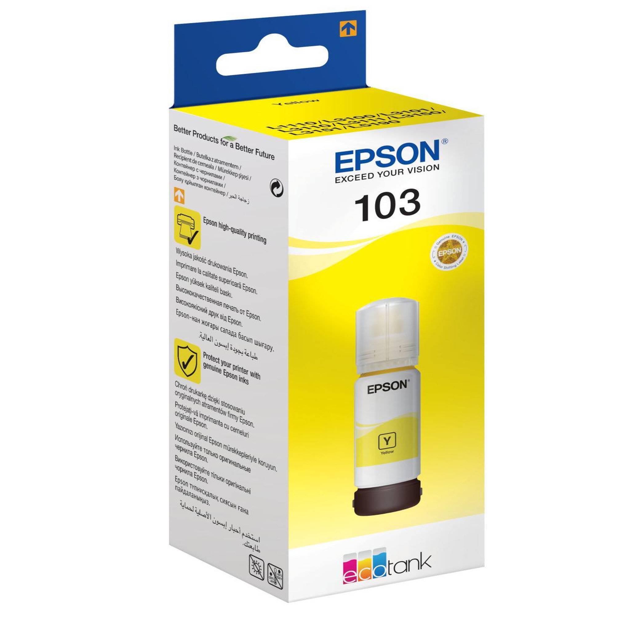 Voir la diapositive 3 : Epson Cartouche d'encre bouteille d'encre ecotank 103 jaune (yellow) - c13t00s44a