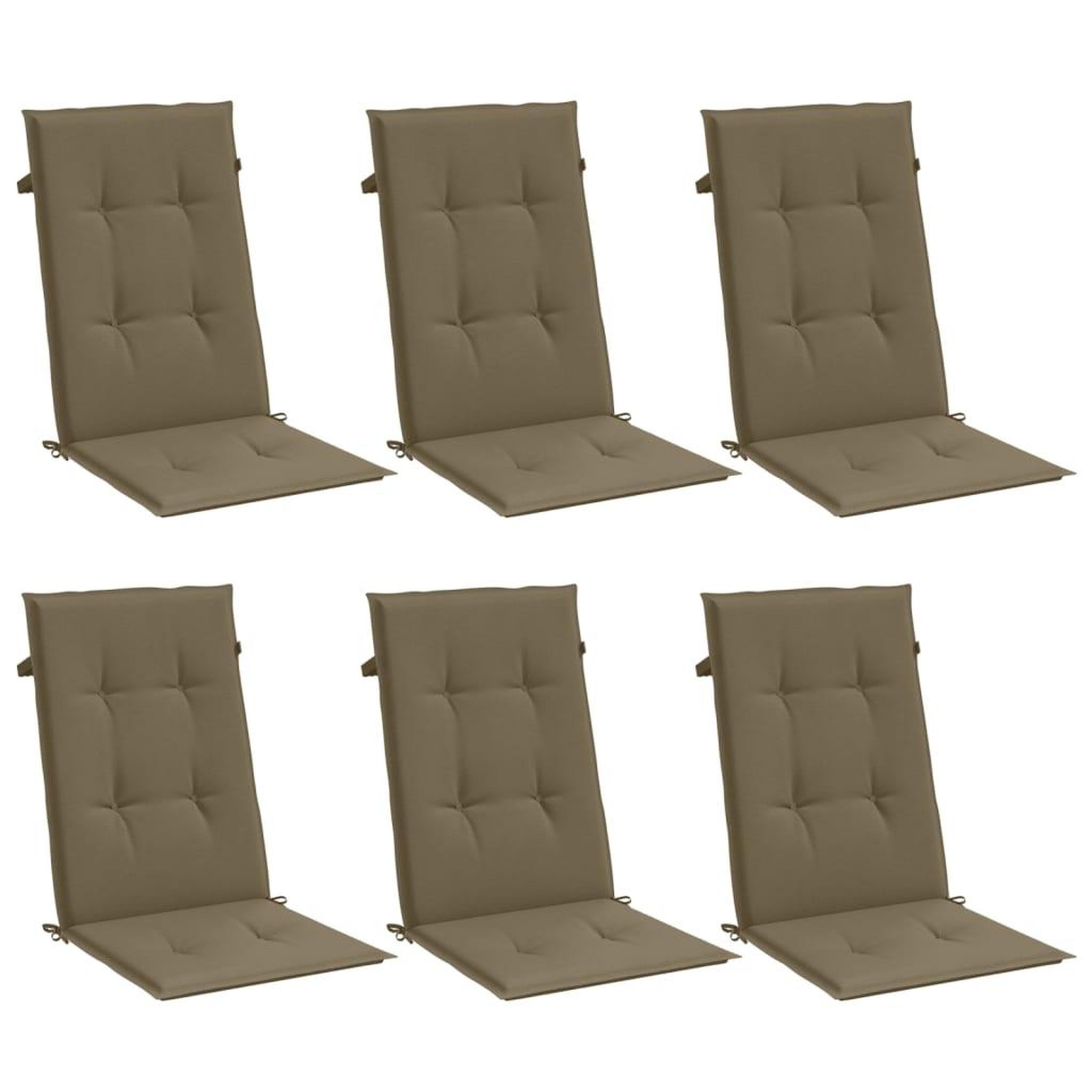 Voir la diapositive 3 : VIDAXL Coussins de chaise a dossier haut lot de 6 taupe melange tissu