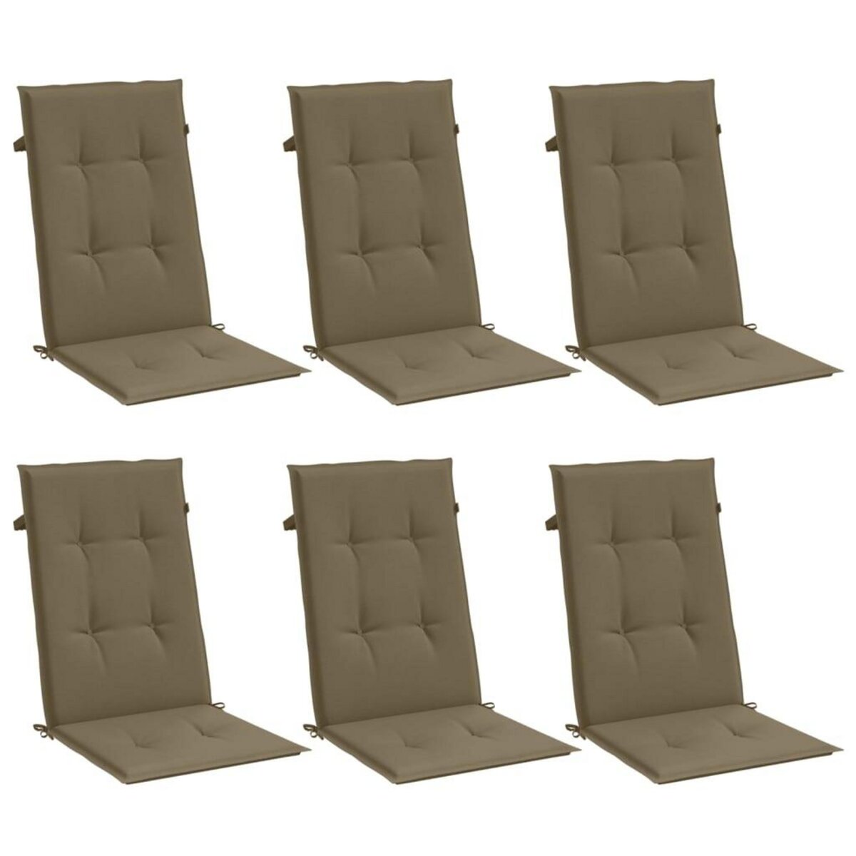 VIDAXL Coussins de chaise a dossier haut lot de 6 taupe melange tissu
