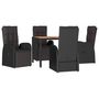 Voir la diapositive 3 : VIDAXL Ensemble a manger de jardin 5pcs Noir Poly rotin et acacia
