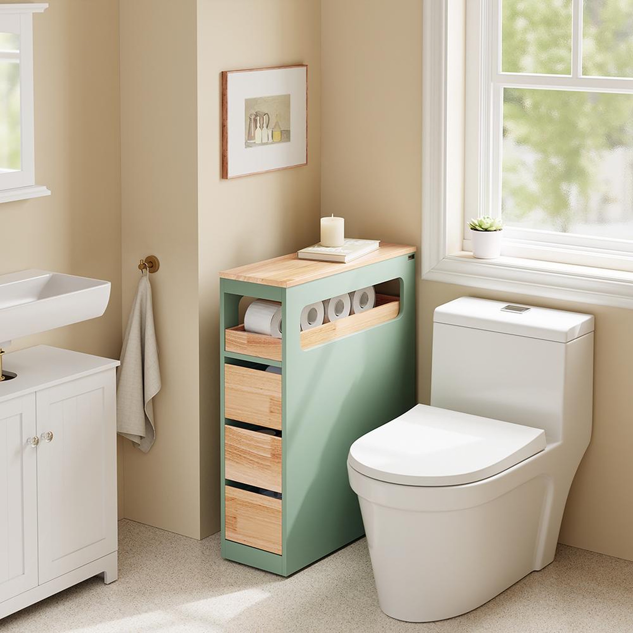 Voir la diapositive 2 : SOBUY SoBuy - Meuble bas de salle de bain à 4 tiroirs - Nordique - BZR54-II