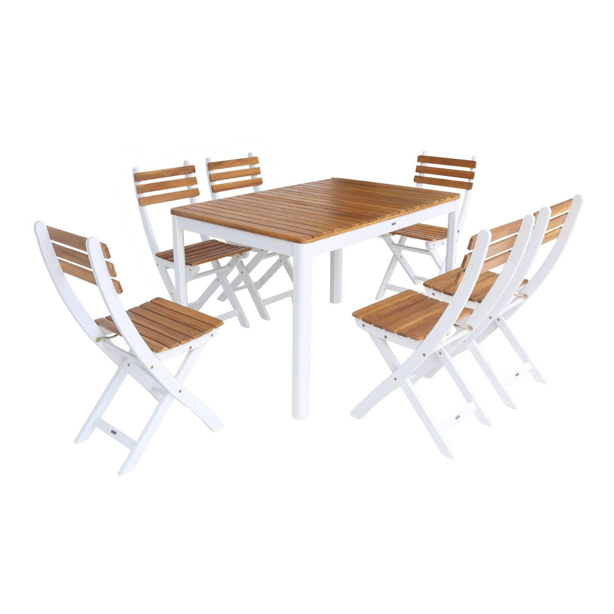 SWEEEK Table de jardin acacia avec coins arrondis, 6 chaises, 120 x 80 x 75 cm