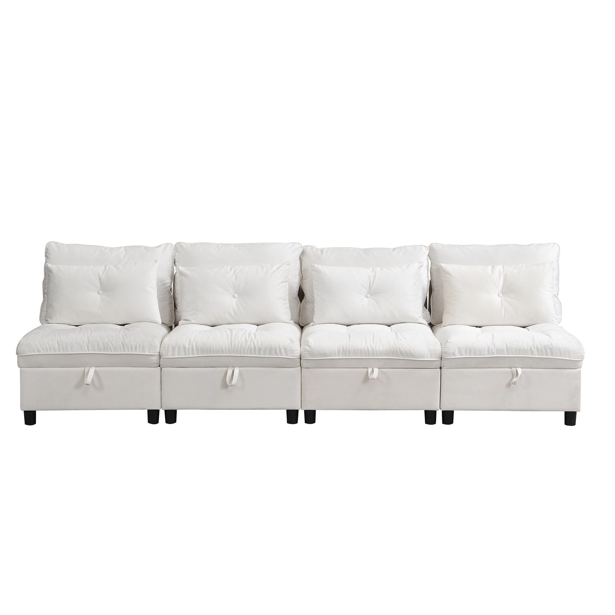 MERAX Canapé droit convertible 4 places tissu. Coloris disponibles : Gris